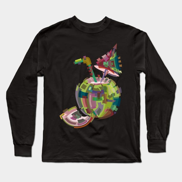 COCONUT MILK - VEGAN FOOD STYLIZED ART Long Sleeve T-Shirt by STYLIZED ART